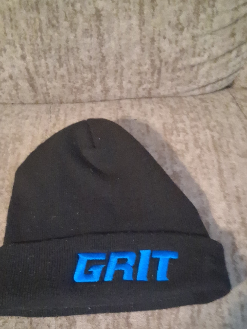 Black Beanie with Blue GRIT Embroidery
